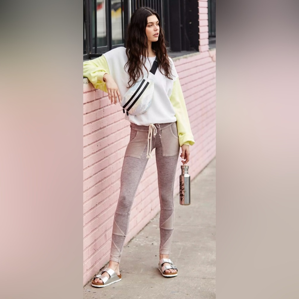 EUC Free people movement Gray and Cream Jogger Pants